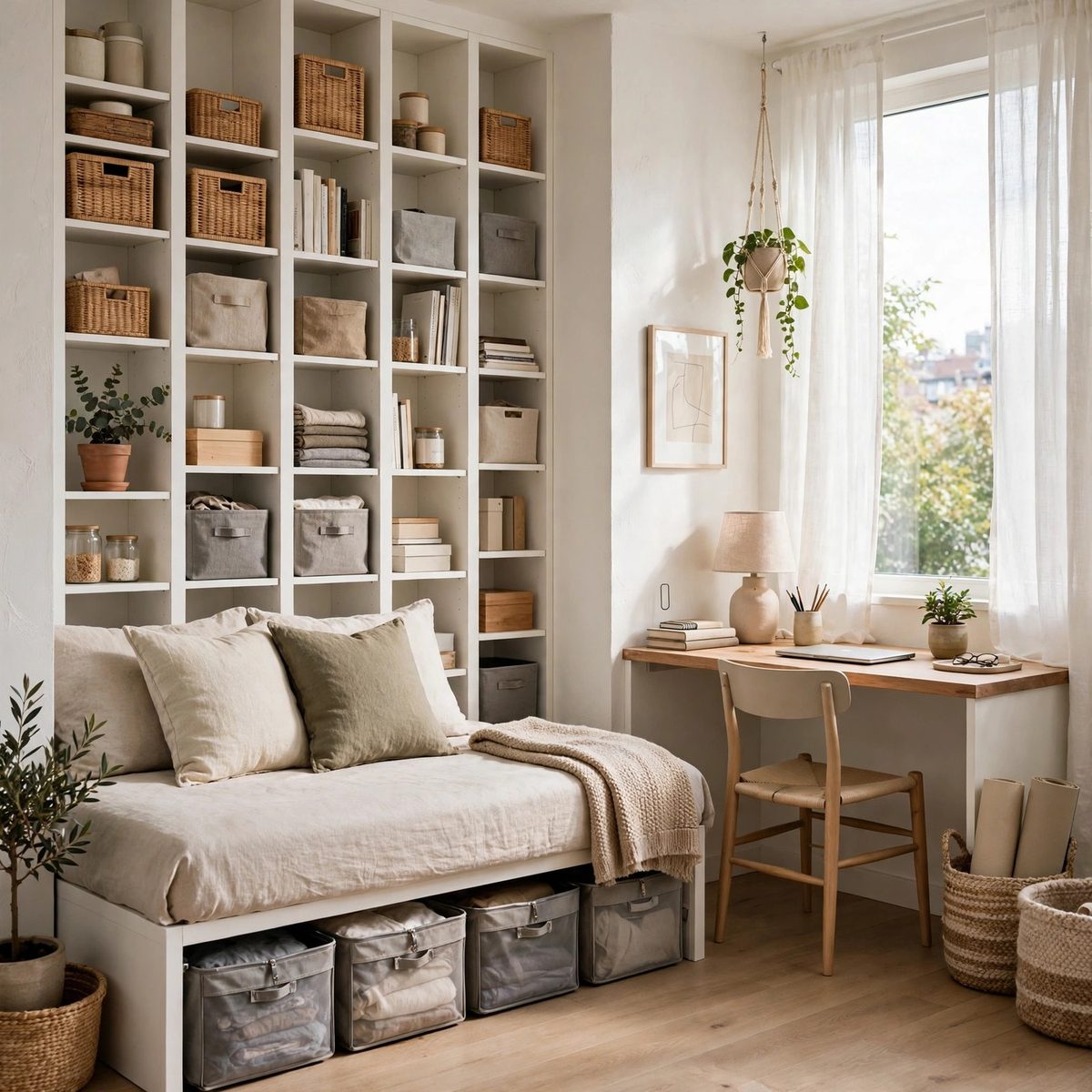 An organized small living space