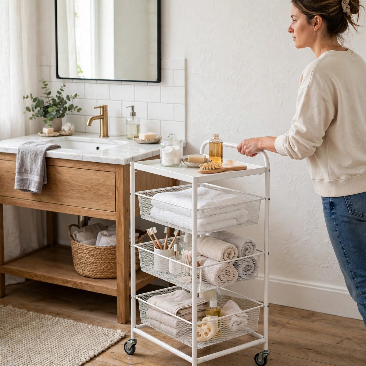 NeatNest Rolling Bathroom Cart, 4 Tier — view 4