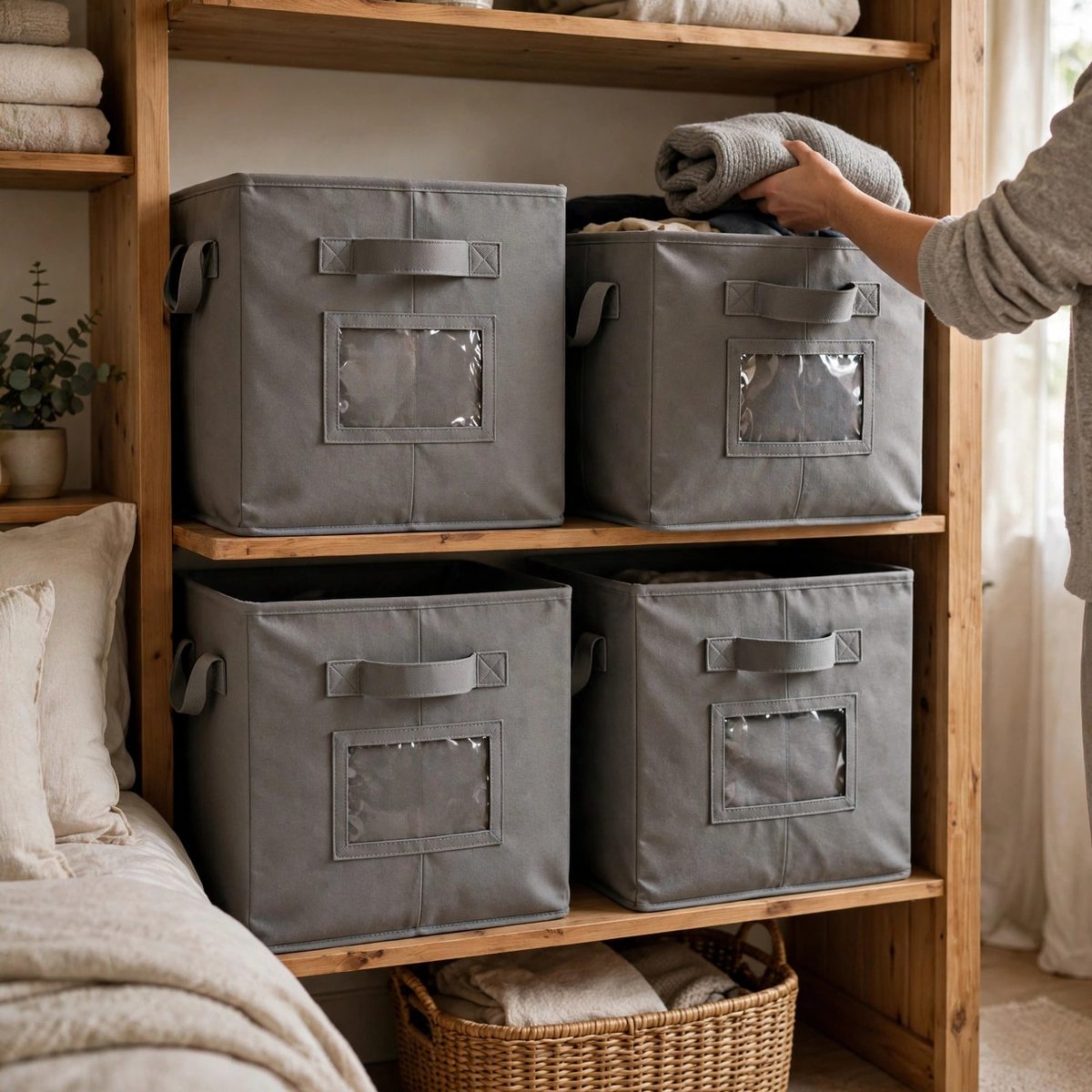 OrderlyOak Canvas Wardrobe Storage Bins, 4 Pack — view 4