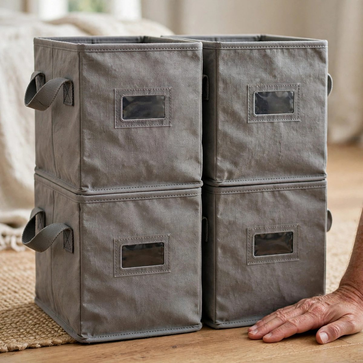 OrderlyOak Canvas Wardrobe Storage Bins, 4 Pack — view 5
