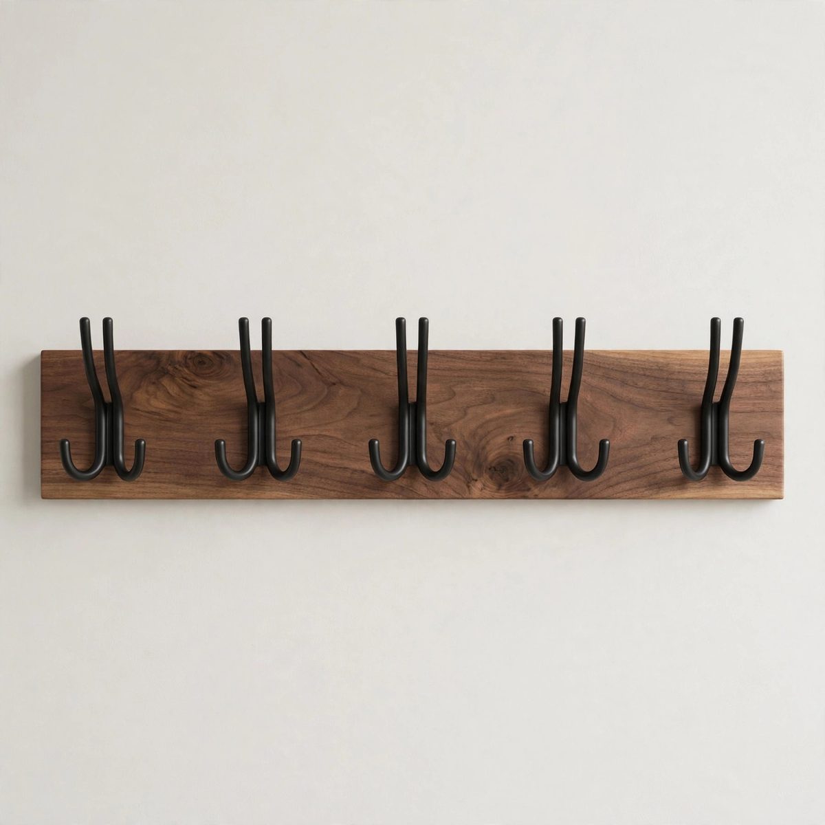 OrderlyOak Wall-Mount Coat Hook Rail, 5 Hook