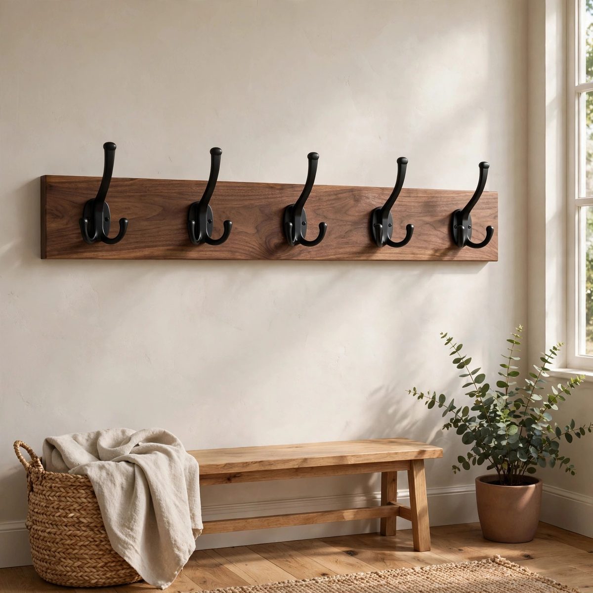 OrderlyOak Wall-Mount Coat Hook Rail, 5 Hook — view 4