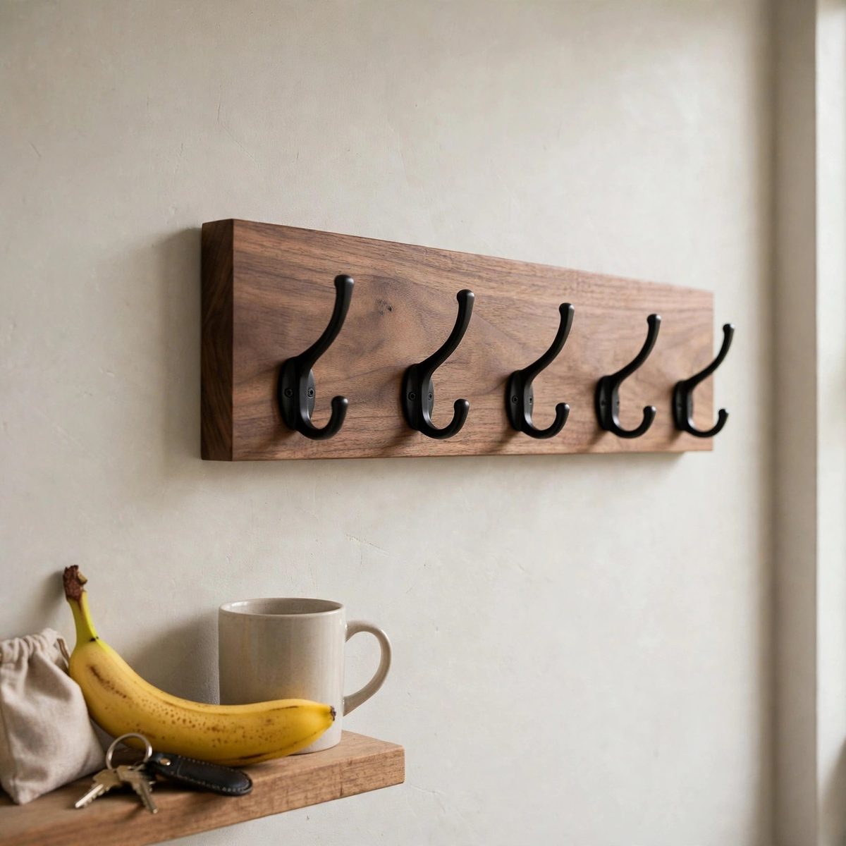 OrderlyOak Wall-Mount Coat Hook Rail, 5 Hook — view 5